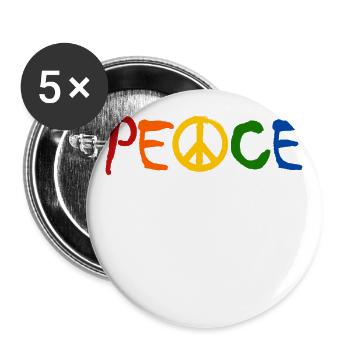PAIX - avec le A comme symbole de paix Signe de paix - Lot de 5 petits badges (25 mm) - blanc - Devant