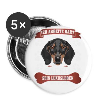Luxusleben genießen, Dackel - Buttons klein 25 mm (5er Pack) - Weiß - Vorne