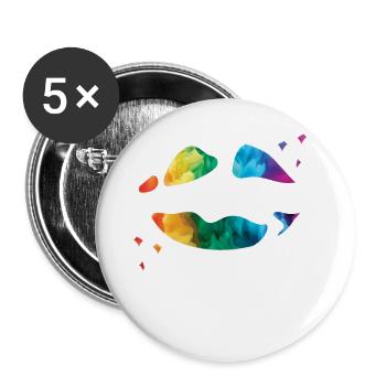 LGBTQ Parade Rainbow Flag Kiss - Buttons small 1''/25 mm (5-pack) - white - Front