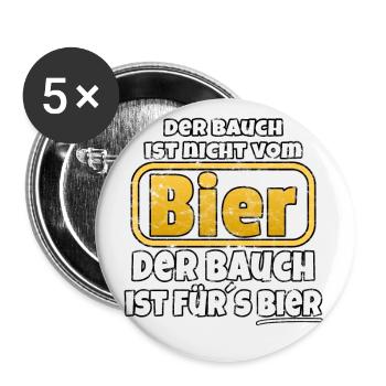 Der Bauch ist fürs Bier - Buttons klein 25 mm (5er Pack) - Weiß - Vorne