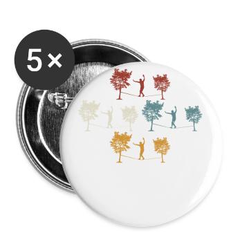 Retro vintage Slackline - Buttons klein 25 mm (5er Pack) - Weiß - Vorne
