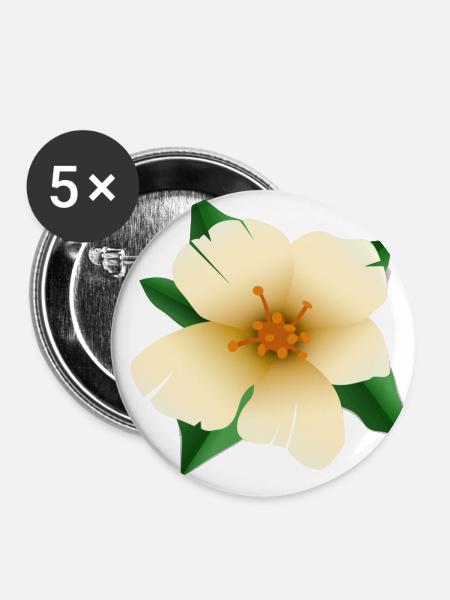 Hibiskusblüte - Buttons klein 25 mm (5er Pack) - Weiß