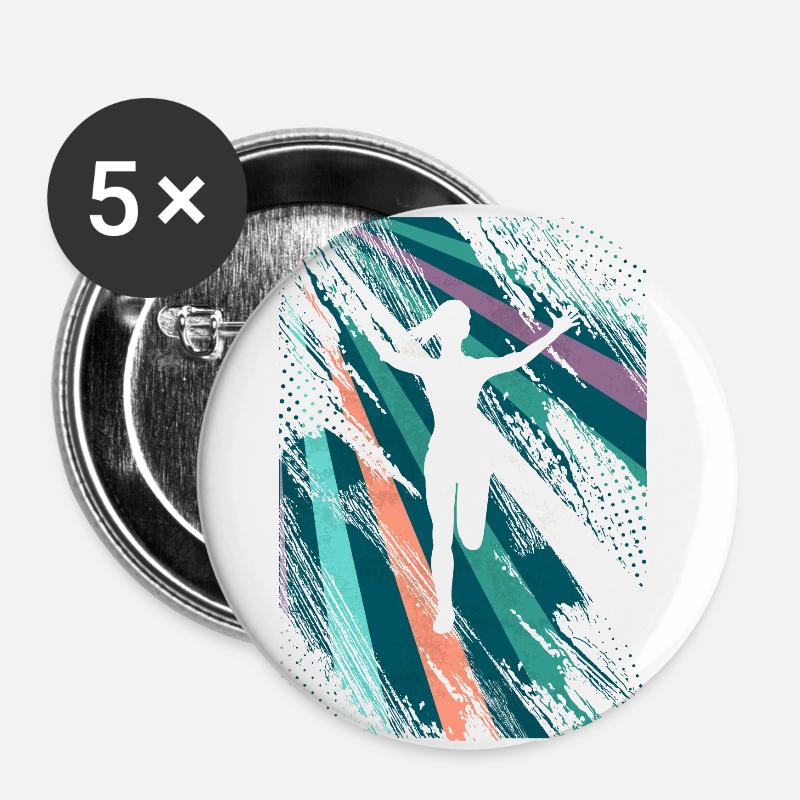 Retro Marathon, Trail Running - Buttons small 1''/25 mm (5-pack) - white
