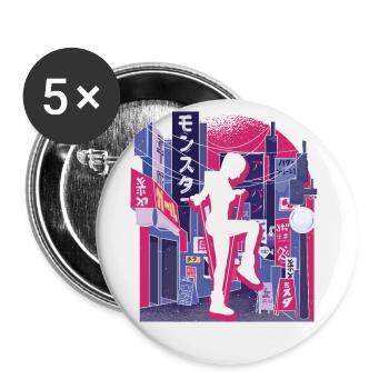 Asian City Rope Jumping - Buttons small 1''/25 mm (5-pack) - white - Front