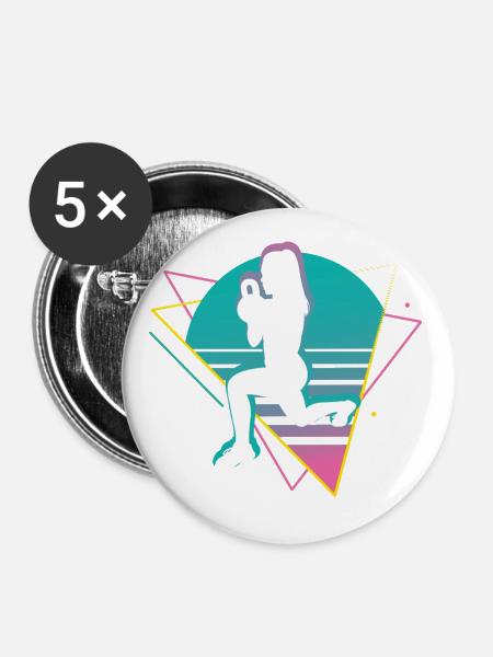 Vaporwave HIIT - Buttons klein 25 mm (5er Pack) - Weiß