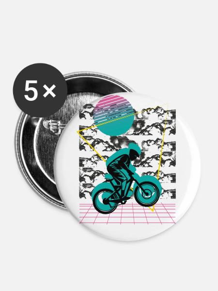 Vaporwave Downhill - Buttons klein 25 mm (5er Pack) - Weiß