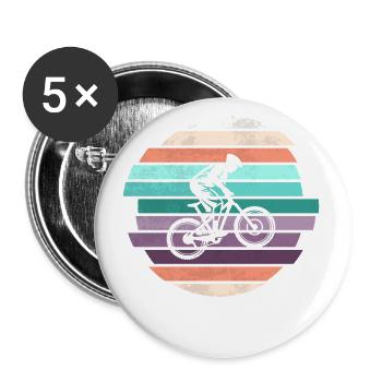 Descente rétro - Lot de 5 petits badges (25 mm) - blanc - Devant