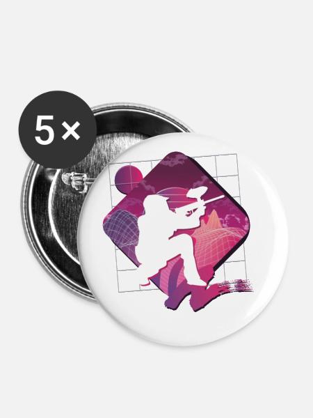 Vaporwave Paintball - Buttons klein 25 mm (5er Pack) - Weiß