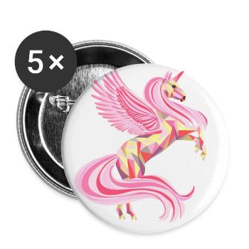 Licorne enchanteresse en rose clair - Lot de 5 petits badges (25 mm) - blanc - Devant