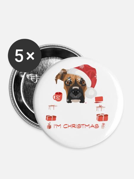 Boxer Weihnachtsmarkt - Buttons klein 25 mm (5er Pack) - Weiß