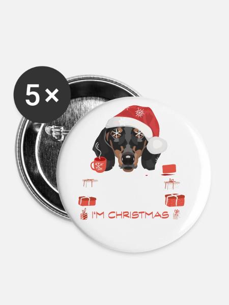 Dackel Weihnachtsmarkt - Buttons klein 25 mm (5er Pack) - Weiß