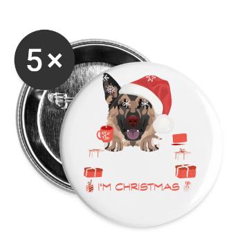 German Shepherd Christmas Market - Buttons small 1''/25 mm (5-pack) - white - Front