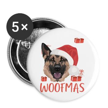 German Shepherd Merry Christmas - Buttons small 1''/25 mm (5-pack) - white - Front