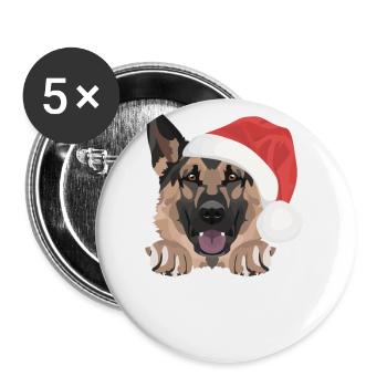 German Shepherd Merry Christmas - Buttons small 1''/25 mm (5-pack) - white - Front