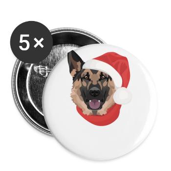 German Shepherd Merry Christmas - Buttons small 1''/25 mm (5-pack) - white - Front