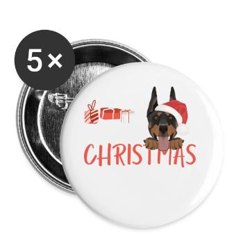 Dobermann Frohe Weihnachten - Buttons klein 25 mm (5er Pack) - Weiß - Vorne