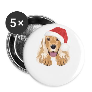 Deutsch Cocker Spaniel Joyeux Noël - Lot de 5 petits badges (25 mm) - blanc - Devant