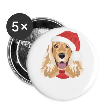 Deutsch Cocker Spaniel Joyeux Noël - Lot de 5 petits badges (25 mm) - blanc - Devant