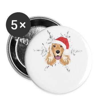Deutsch Cocker Spaniel Joyeux Noël - Lot de 5 petits badges (25 mm) - blanc - Devant