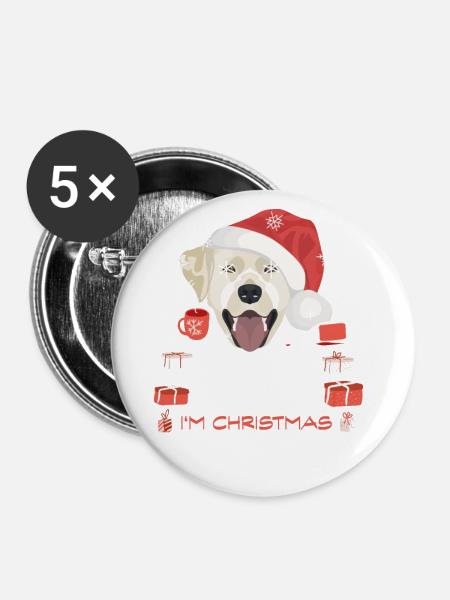 Labrador Weihnachtsmarkt - Buttons klein 25 mm (5er Pack) - Weiß