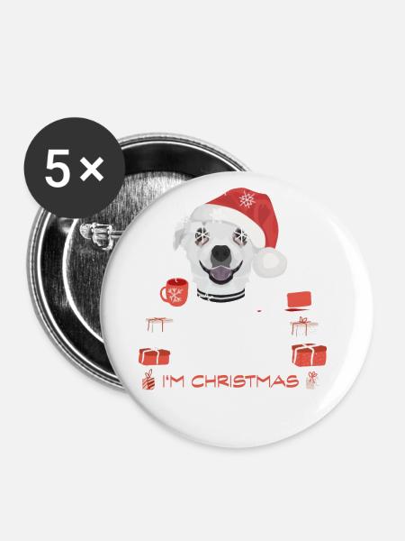Chihuahua Weihnachtsmarkt - Buttons klein 25 mm (5er Pack) - Weiß