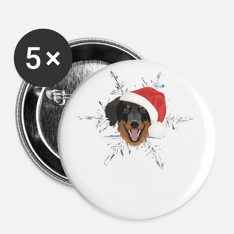 Hovawart Joyeux Noël - Lot de 5 petits badges (25 mm) - blanc