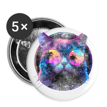 Cat sunglasses cat with glasses - Buttons small 1''/25 mm (5-pack) - white - Front