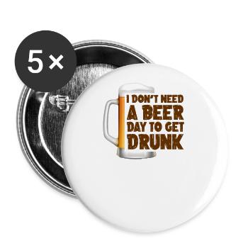 Journée internationale de la bière Buveurs de bière - Lot de 5 petits badges (25 mm) - blanc - Devant