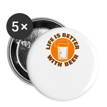 Journée internationale de la bière Buveurs de bière - Lot de 5 petits badges (25 mm) - blanc - Devant