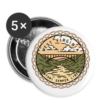 West Virginia, USA, Montani-Semper-Liberia - Buttons small 1''/25 mm (5-pack) - white - Front