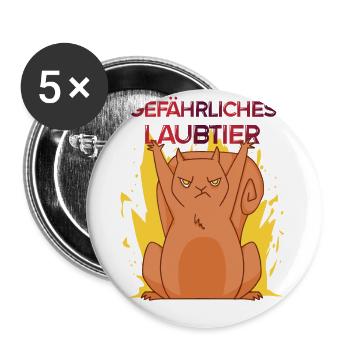Gefährliches Laubtier Eichhörnchen - Buttons klein 25 mm (5er Pack) - Weiß - Vorne