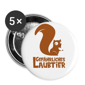 Gefährliches Laubtier Eichhörnchen - Buttons klein 25 mm (5er Pack) - Weiß - Vorne
