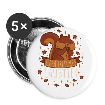 Gefährliches Laubtier Eichhörnchen - Buttons klein 25 mm (5er Pack) - Weiß - Vorne