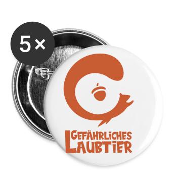 Gefährliches Laubtier Eichhörnchen - Buttons klein 25 mm (5er Pack) - Weiß - Vorne