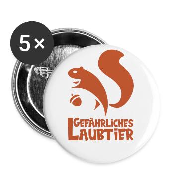 Gefährliches Laubtier Eichhörnchen - Buttons klein 25 mm (5er Pack) - Weiß - Vorne