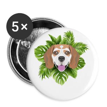 Tropical Beagle - Buttons klein 25 mm (5er Pack) - Weiß - Vorne