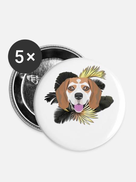 Goldener Hund Beagle - Buttons klein 25 mm (5er Pack) - Weiß