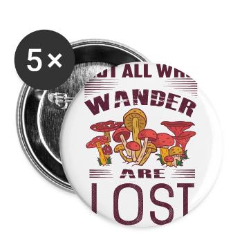 Pilzsammler und Pilz Freunde - Buttons klein 25 mm (5er Pack) - Weiß - Vorne