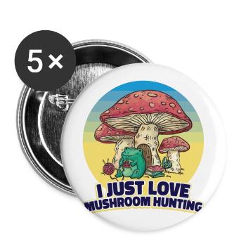 Pilzsammler und Pilz Freunde - Buttons klein 25 mm (5er Pack) - Weiß - Vorne