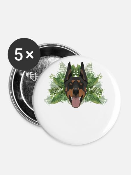 Tropical Dobermann - Buttons klein 25 mm (5er Pack) - Weiß