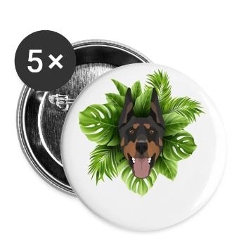 Tropical Dobermann - Buttons klein 25 mm (5er Pack) - Weiß - Vorne