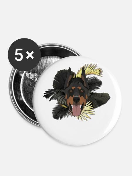 Goldener Hund Dobermann - Buttons klein 25 mm (5er Pack) - Weiß