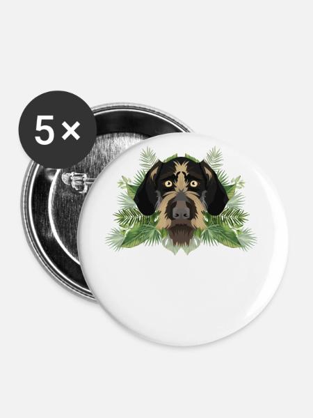 Tropical Deutsch Drahthaar - Buttons klein 25 mm (5er Pack) - Weiß