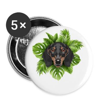 Tropical Dackel - Buttons klein 25 mm (5er Pack) - Weiß - Vorne