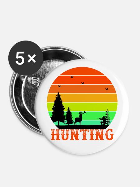 Hunting - Buttons klein 25 mm (5er Pack) - Weiß