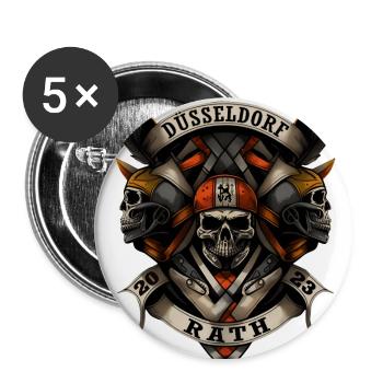Düsseldorf Rath 2023 - Biker Style - Buttons klein 25 mm (5er Pack) - Weiß - Vorne
