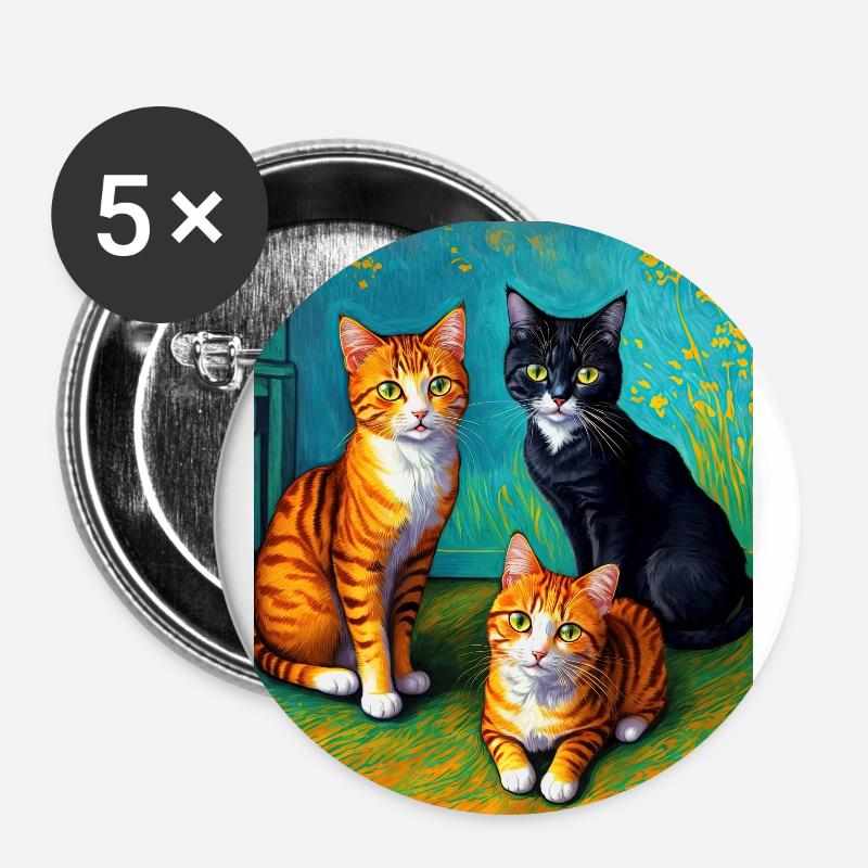 Impressionistic Cat Impressionism Cats Painting C - Buttons small 1''/25 mm (5-pack) - white