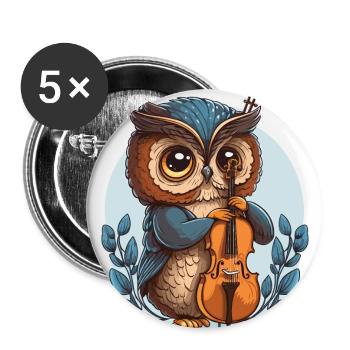 Classical Owl - Buttons small 1''/25 mm (5-pack) - white - Front