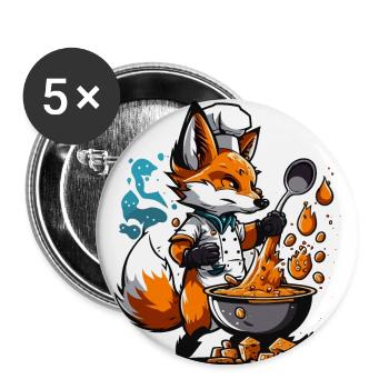 Le Chef Renard - Lot de 5 petits badges (25 mm) - blanc - Devant