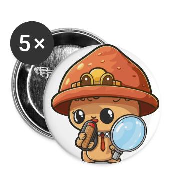 Mushroom Mystery - Buttons small 1''/25 mm (5-pack) - white - Front